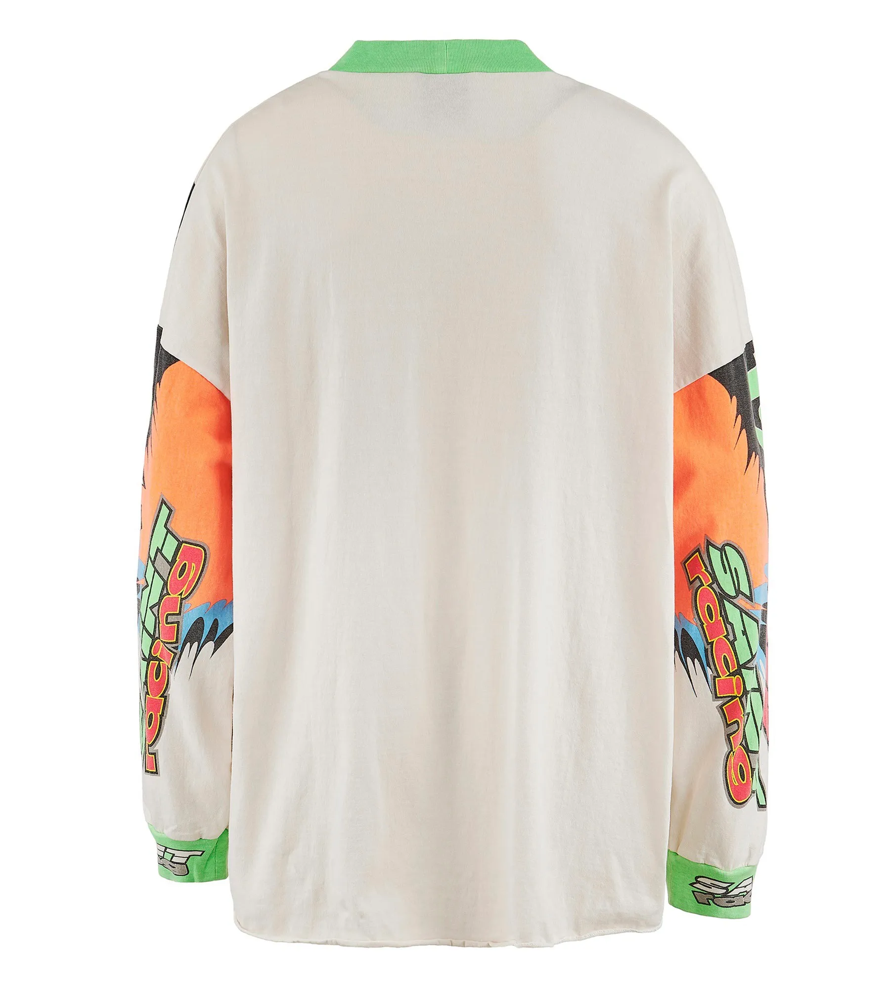 SAINT MICHAEL 24SS SAINT FORCE L/S TEE New Racing Retro Long Sleeve Off-white S-XL Front, left and right sleeves, even ribs are printed. There are more than 30 sets of samples in total. They are extremely complicated and all are oversized screen versions. Ready-made garments are washed and worn with Vintage value.